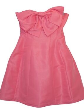 Mac Duggal Pink Strapless Bow Fit & Flare Mini Dress